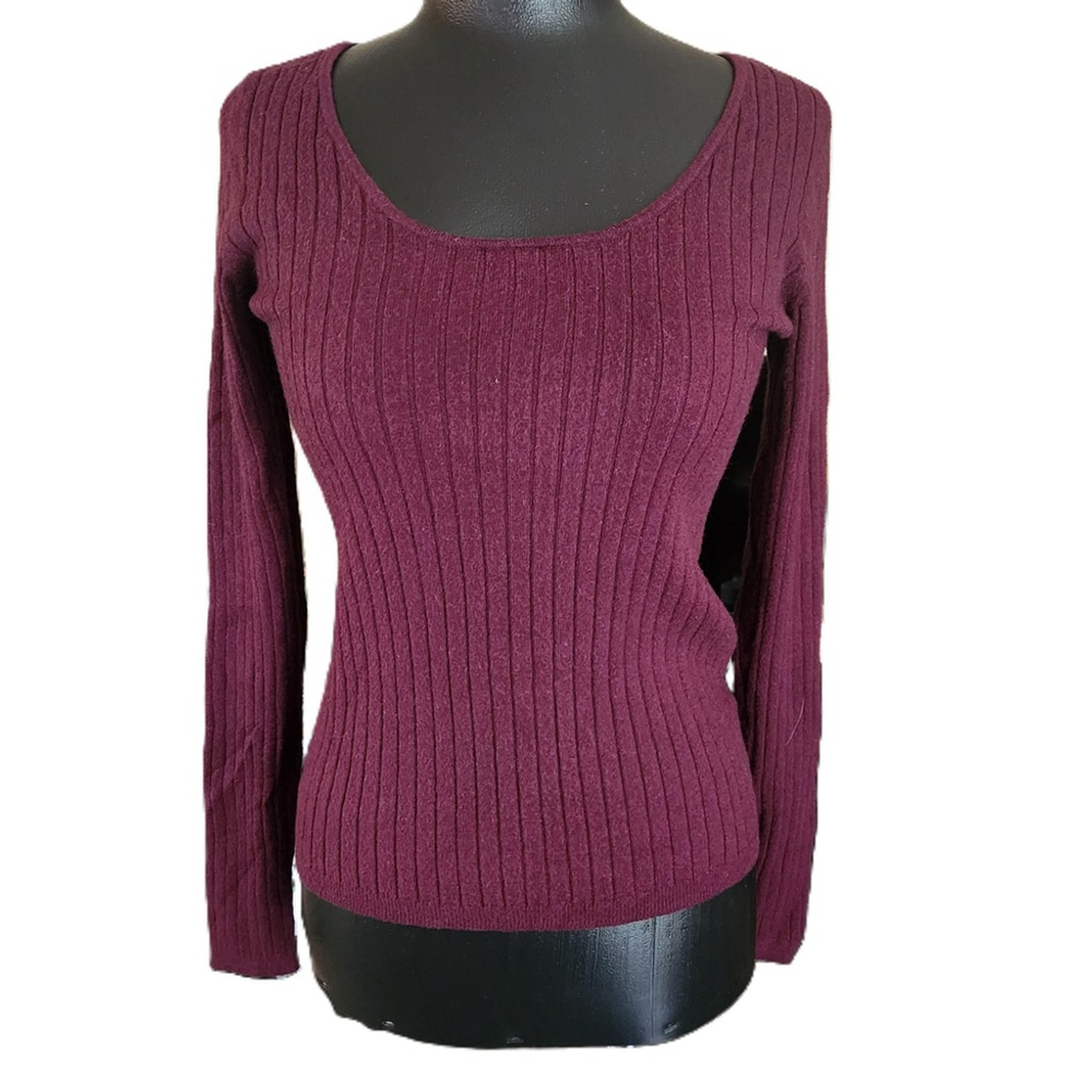 Halogen Burgundy Ribbed Sweater Women's Extra Small